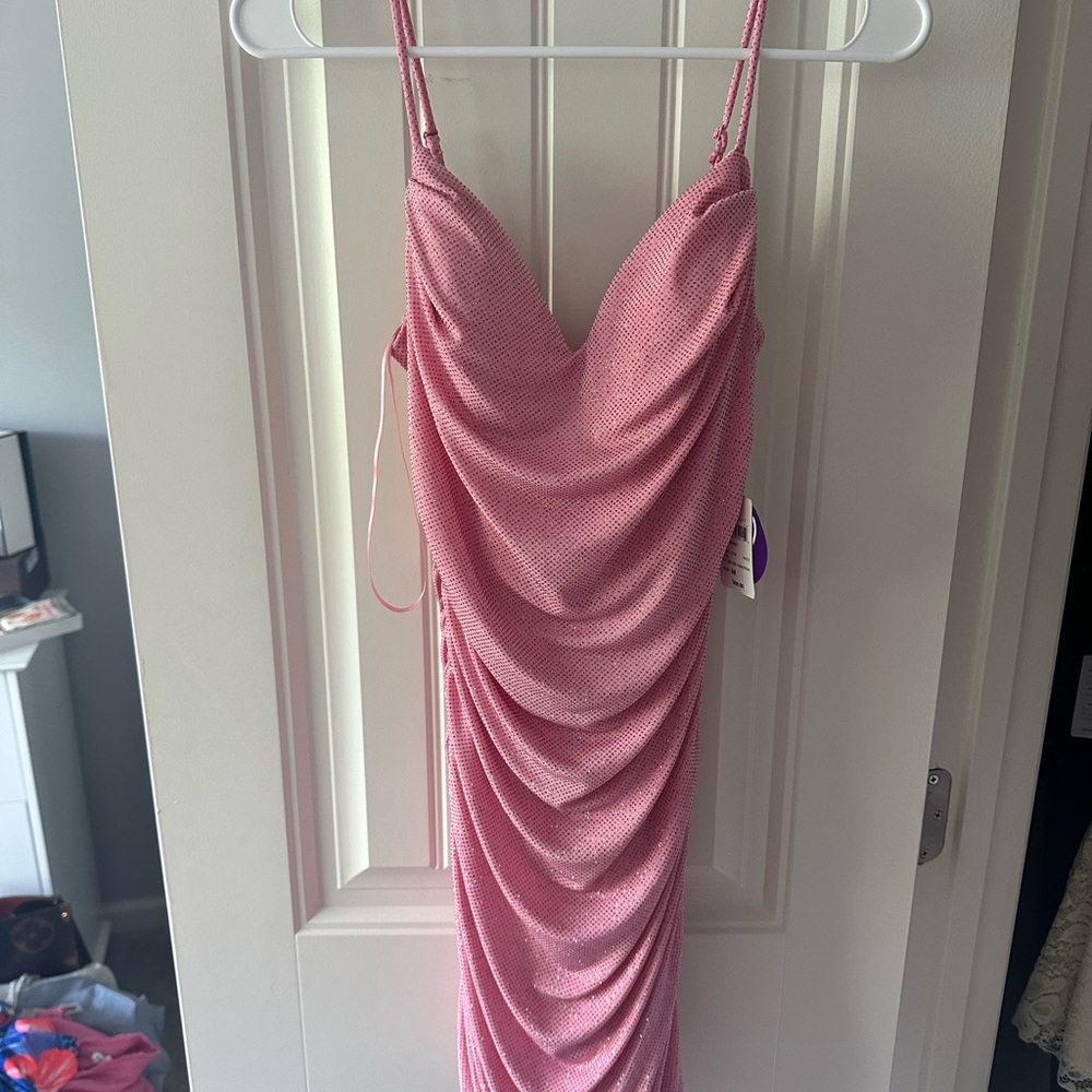 Elegant Pink Draped Women's Dress